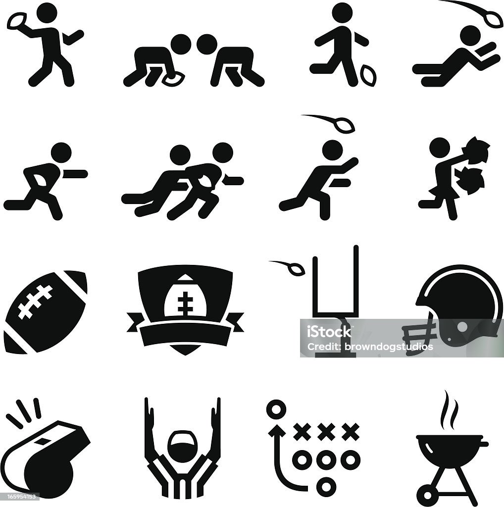 Iconos de fútbol americano-serie Black - arte vectorial de Fútbol americano libre de derechos