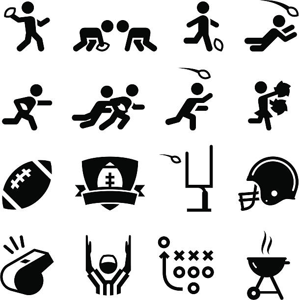 ilustrações, clipart, desenhos animados e ícones de ícones de futebol americano-preto series - tackling