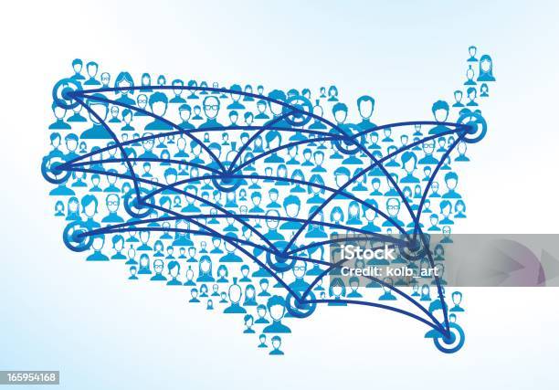 Blue Graph Of Usa Network Users Stock Illustration - Download Image Now - Map, USA, Connection