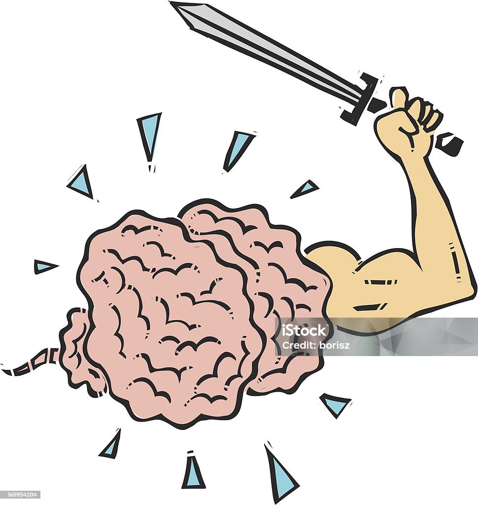 Cérebro com espada - Vetor de Anatomia royalty-free