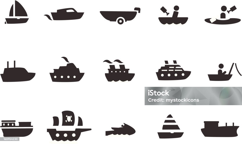 Barco conjunto de iconos - arte vectorial de Embarcación marina libre de derechos