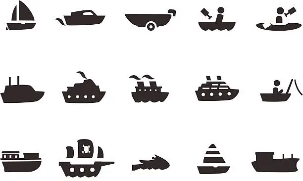 Vector illustration of Boat Icon Set