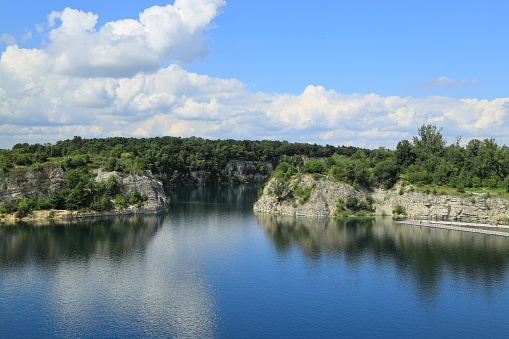 Water bath in Krakow, Zakrzowek. Quarry filled with water. A place of rest and relaxation for Cracovians.