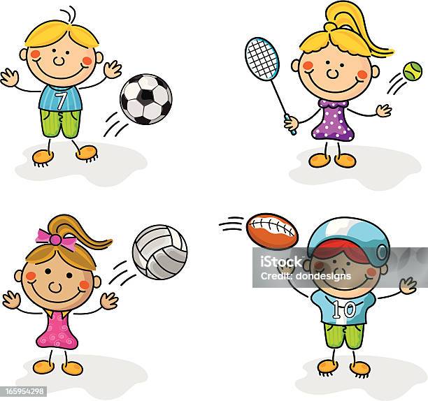 Ilustración de Deportes Para Niños y más Vectores Libres de Derechos de Deporte - Deporte, Dibujo de niño, Niño