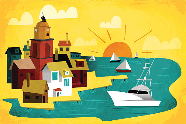 ilustrações de stock, clip art, desenhos animados e ícones de porto da cidade - french culture illustrations