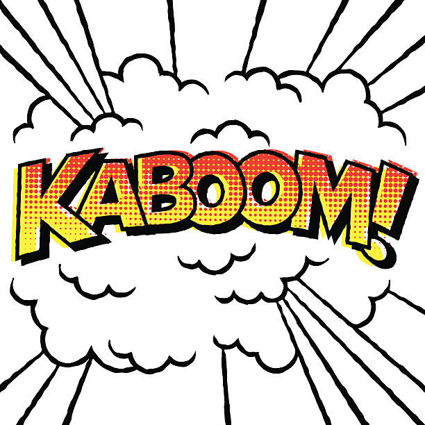 illustrazioni stock, clip art, cartoni animati e icone di tendenza di libro di fumetti vintage scritte: kaboom! - kaboom