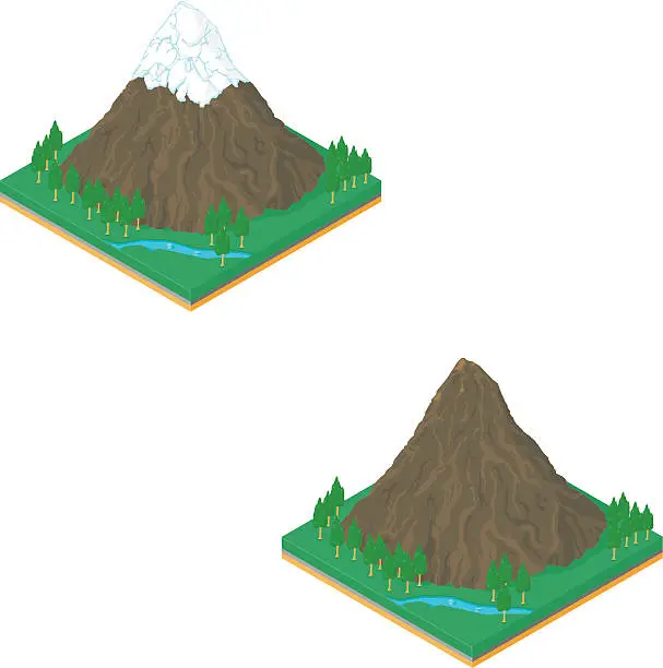 Vector illustration of Isometric Mountain landscape