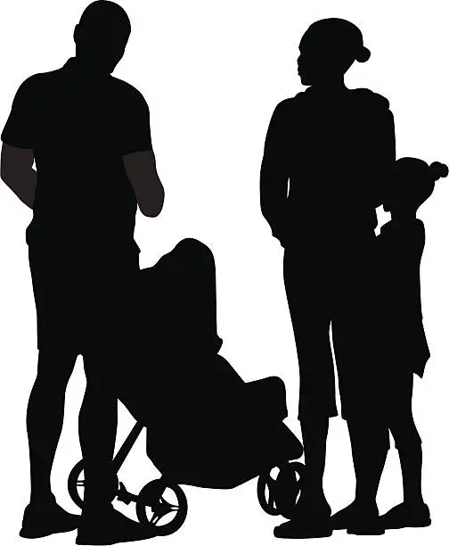 Vector illustration of Tall Family Vector Silhouette