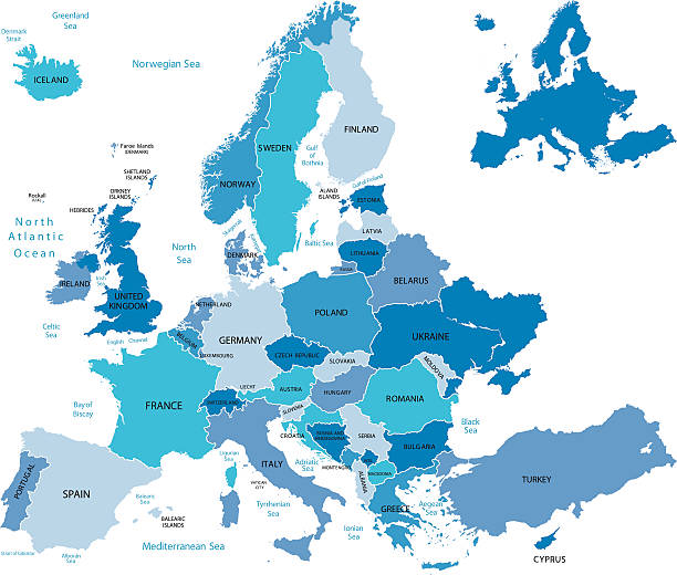 ilustraciones, imágenes clip art, dibujos animados e iconos de stock de mapa de europa - map