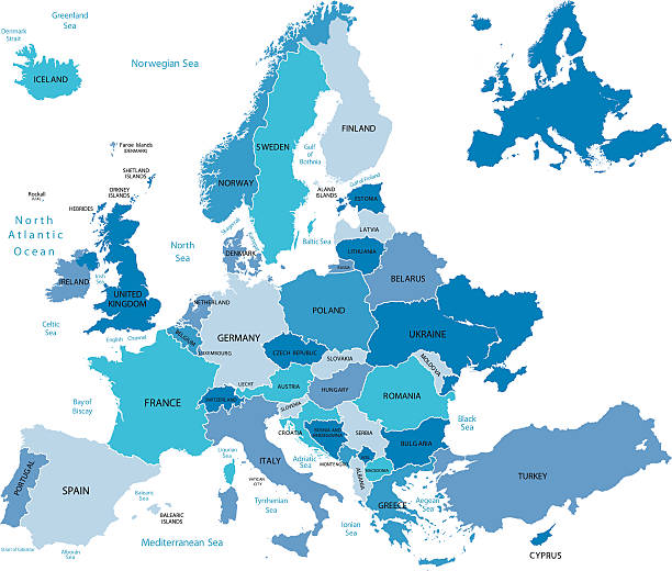 illustrazioni stock, clip art, cartoni animati e icone di tendenza di europa mappa - map