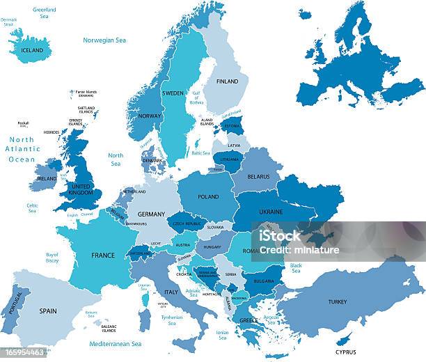 Европа Карта — стоковая векторная графика и другие изображения на тему Карта - Карта, Европа - континент, Евросоюз