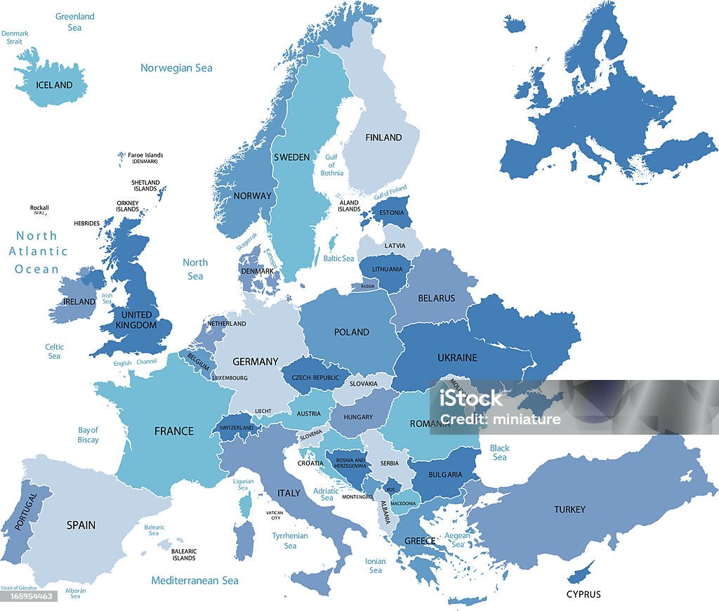 Europe Map - 免版稅地圖圖庫向量圖形