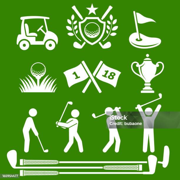 Golf Country Club Tournament Green White Vector Icon Set Stock Illustration - Download Image Now