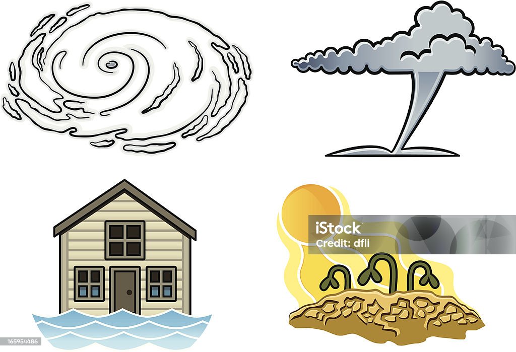 Tempo-relacionados catástrofes naturais - Vetor de Enchente royalty-free