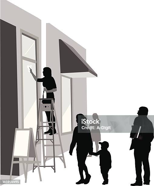 Clean Windows Vector Silhouette Stock Illustration - Download Image Now - In Silhouette, Ladder, Men