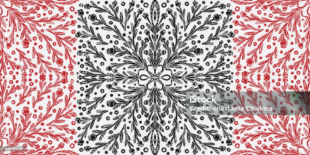 Red Floral Native Pattern Floral Pattern Red And Black Vector Seamless Pattern Stock Illustration ...