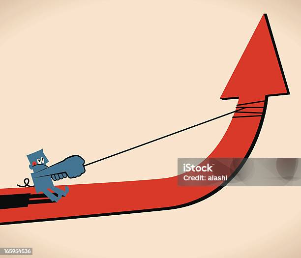 Puxando Uma Seta Para Cima - Arte vetorial de stock e mais imagens de Ficar Visível - Ficar Visível, Força, Iniciativa