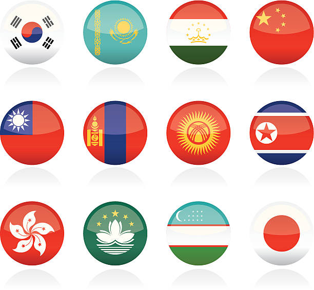 ilustrações de stock, clip art, desenhos animados e ícones de botões de bandeira de países da ásia - tajik flag