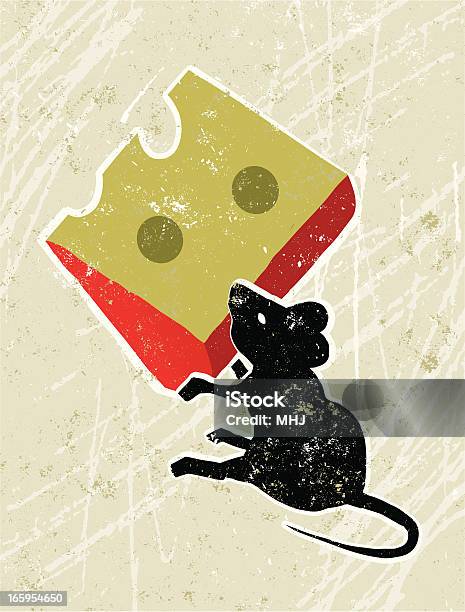 Mouse And Cheese Stock Illustration - Download Image Now - Food, Animal, Black Color