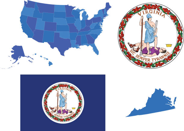ilustrações, clipart, desenhos animados e ícones de virginia state conjunto - state seal
