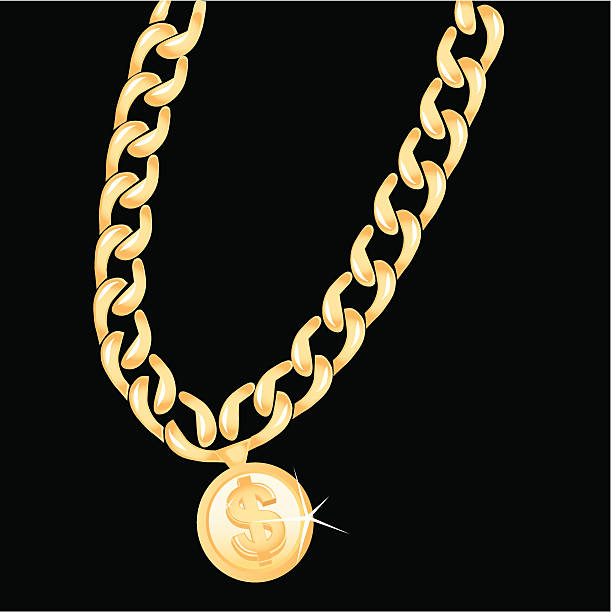 Gold Chain A dollar symbol on a gold chain. necklace stock illustrations