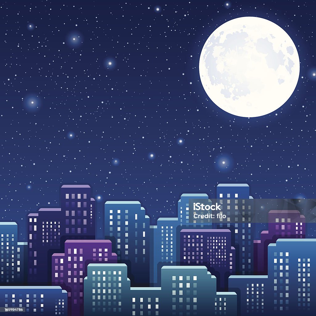 Città di notte - arte vettoriale royalty-free di Paesaggio lunare