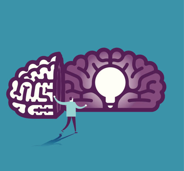 Light bulb in brain vector illustration Vector illustration - Open your mind Concept improve memory stock illustrations