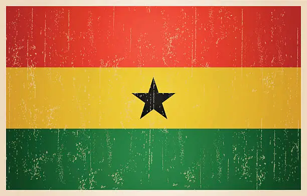 Vector illustration of Ghana grunge vintage flag