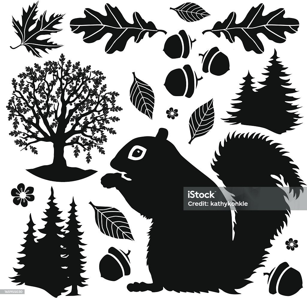 Écureuil dans les bois - clipart vectoriel de Gland libre de droits