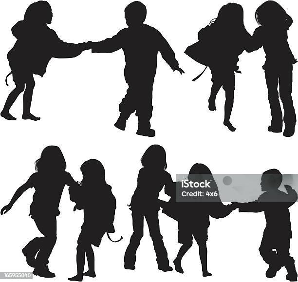 Несколько Изображения Дети Играют — стоковая векторная графика и другие изображения на тему Держаться за руки - Держаться за руки, Ребёнок, Вид сзади
