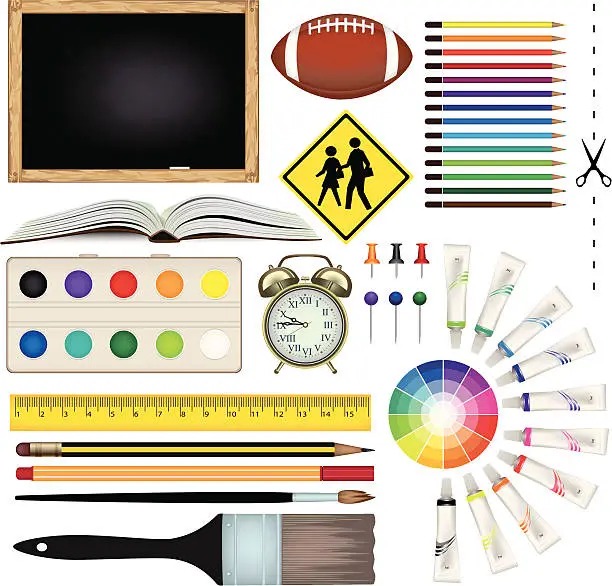 Vector illustration of Basic School Supplies