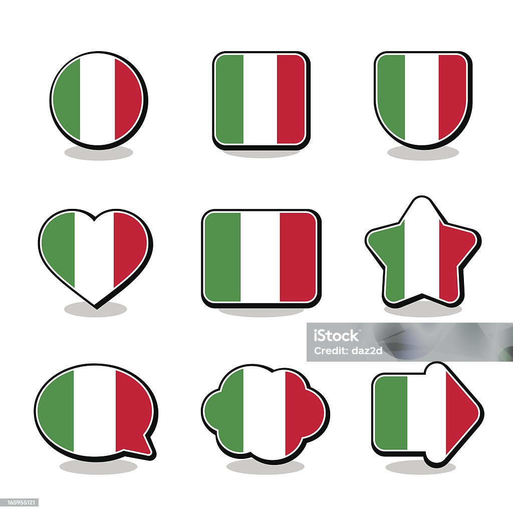 CONJUNTO DE ÍCONES DE BANDEIRA DE ITÁLIA - Royalty-free Bandeira da Itália arte vetorial