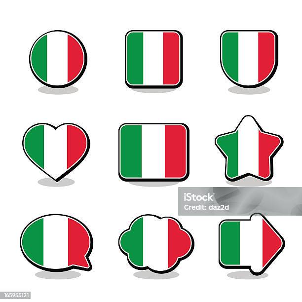 Conjunto De Ícones De Bandeira De Itália - Arte vetorial de stock e mais imagens de Bandeira da Itália - Bandeira da Itália, Sinal de Seta, Bandeira