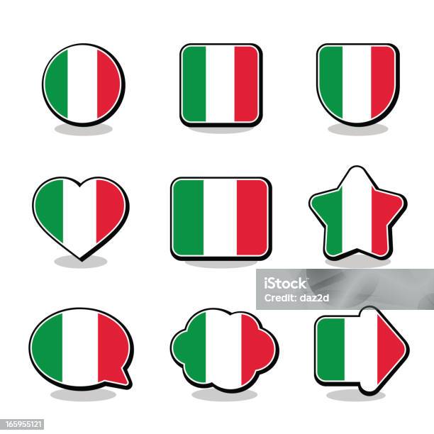 Italy Flag Icon Set — стоковая векторная графика и другие изображения на тему Итальянский флаг - Итальянский флаг, Символ стрелка, Италия