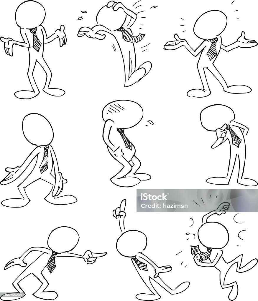 Faceless Characters Confused Characters drawn in pencil and ink, illustrated to be in vector format, separate layers easy to use, suitable for many cartoons and animation purpose. Aiming stock vector