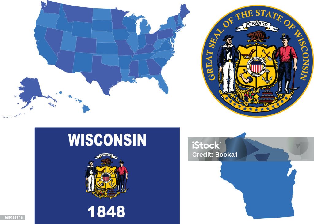 Wisconsin-set - Lizenzfrei Wisconsin Vektorgrafik