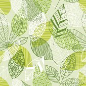 istock Seamless leaf pattern in shades of green 165955381