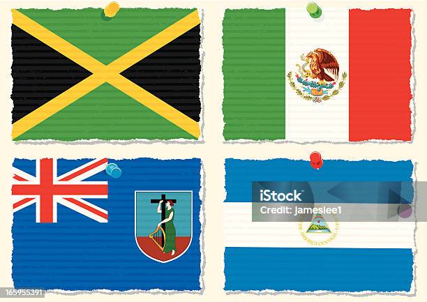 Ilustración de Banderas De Papel y más Vectores Libres de Derechos de América Central - América Central, América del norte, Bandera