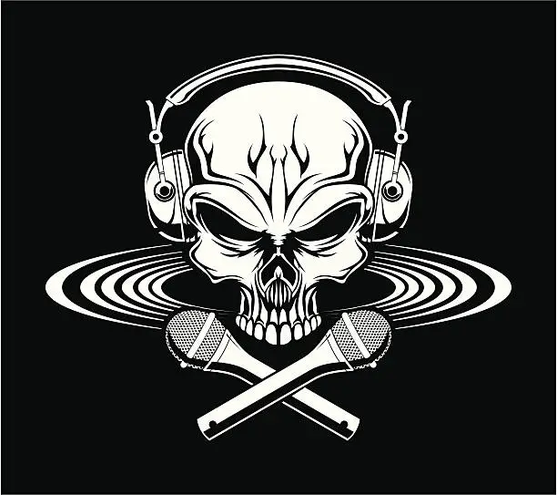 Vector illustration of Skull in headphones