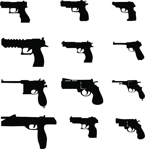 Vector illustration of vector pistols