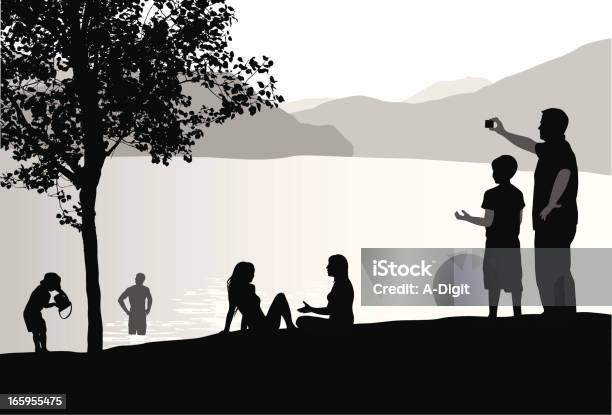 Active People Vector Silhouette Stock Illustration - Download Image Now - Vacations, In Silhouette, Lake