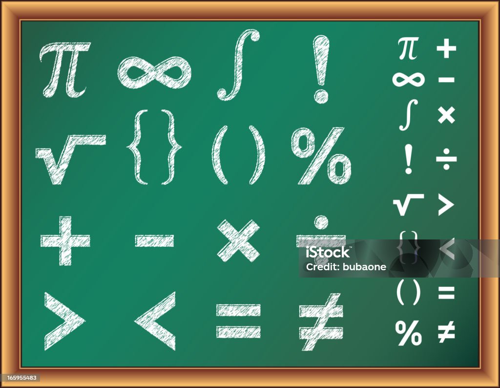 Símbolos de matemática no quadro de Giz - Royalty-free Símbolo Matemático arte vetorial