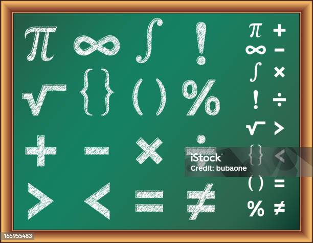 Símbolos De Matemática No Quadro De Giz - Arte vetorial de stock e mais imagens de Símbolo Matemático - Símbolo Matemático, Matemática - Disciplina Curricular, Sinal de Mais