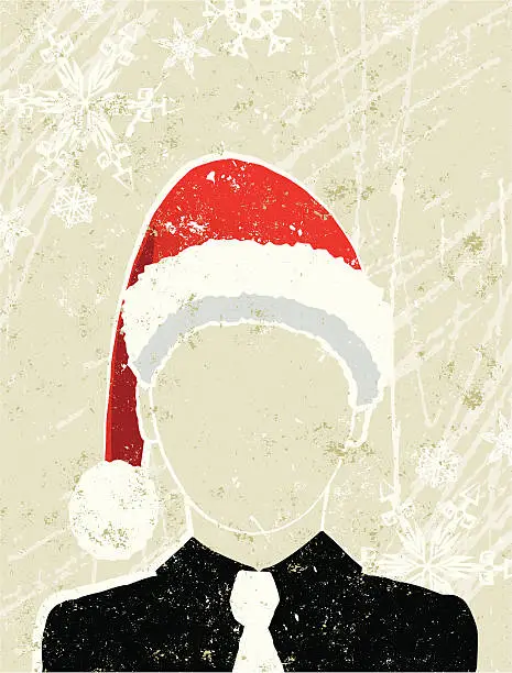 Vector illustration of Business Man Wearing a Santa Hat