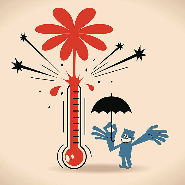 목표 온도계 - heat heat wave thermometer summer stock illustrations