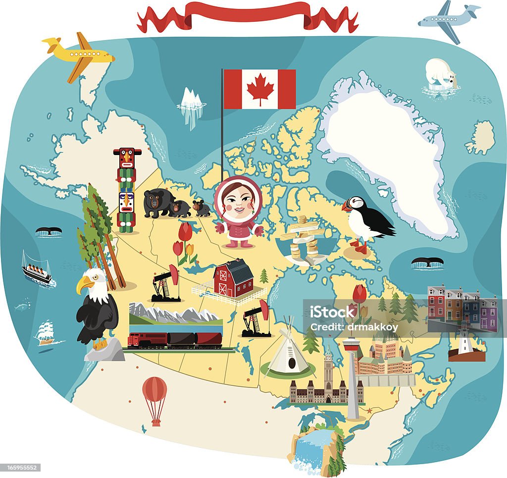 Cartoon map of Canada Canada stock vector