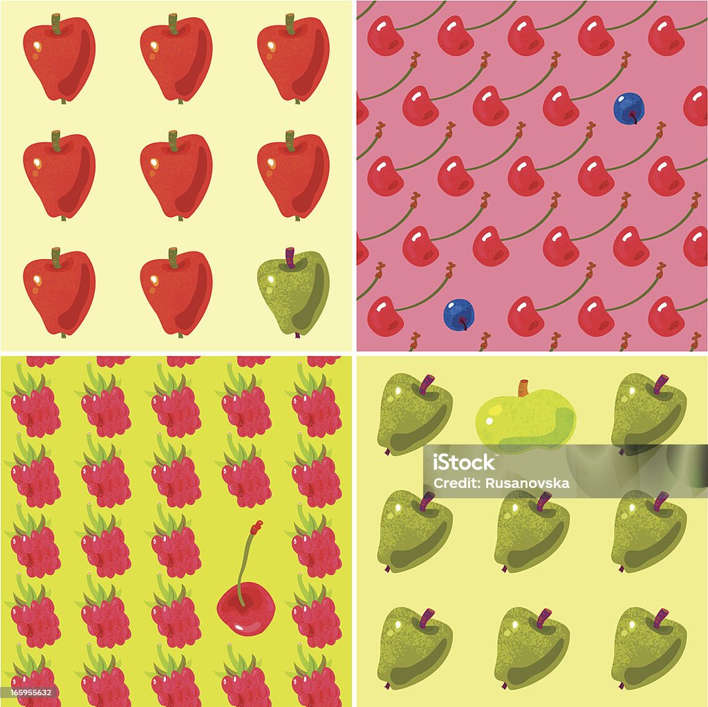 Owoce bezszwowe wzory - Grafika wektorowa royalty-free (Bez ludzi)