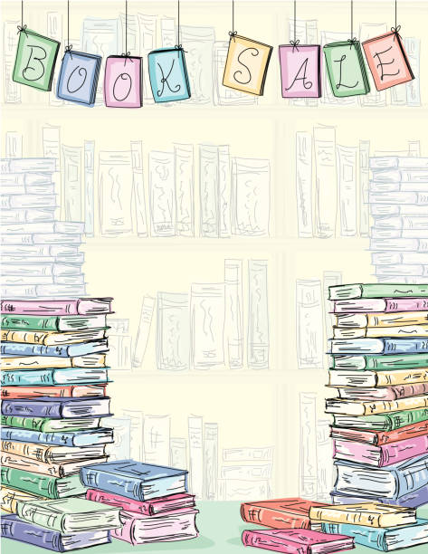 books in background Book Sale Background Book Sale Background book backgrounds stock illustrations