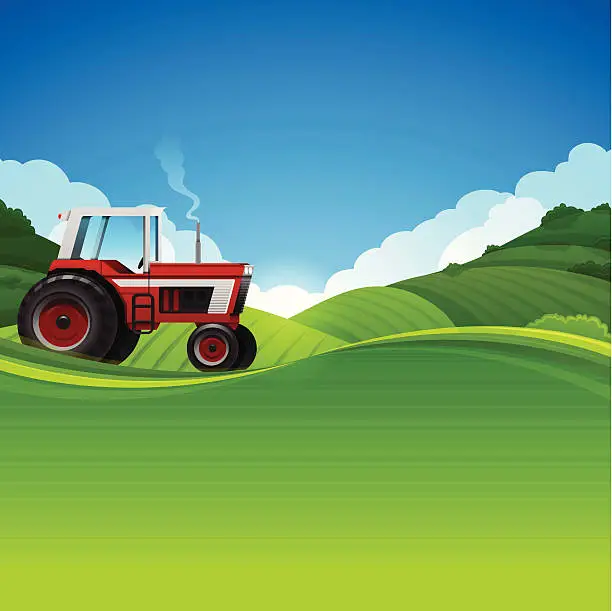 Vector illustration of Tractor Farming Background