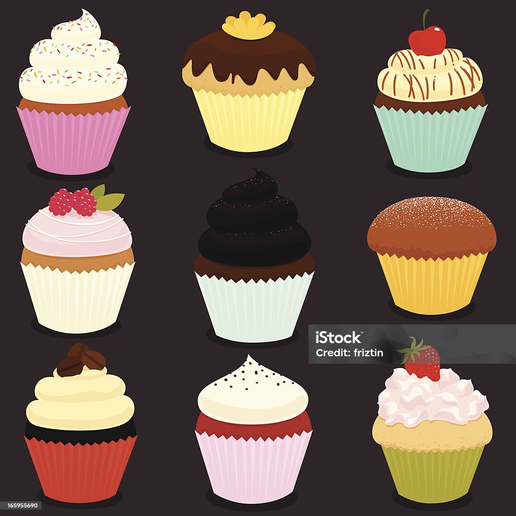 Icono conjunto de Cupcakes-EPS8 - arte vectorial de Magdalena con glaseado libre de derechos